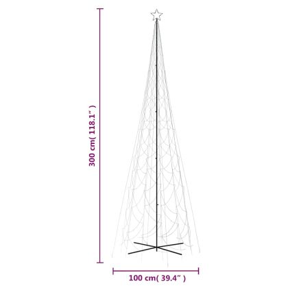 Коледна елха конус, студено бяло, 3000 LED, 230x800 см