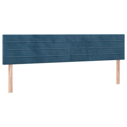 Табла за легло, тъмносиня, 160x5x78/88 см, кадифе