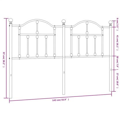 Метална резервна табла за легло, черна, 135 см