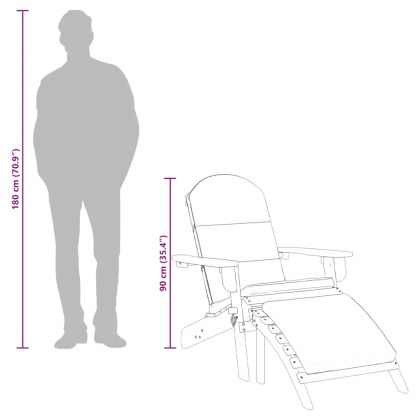 Градински стол Адирондак с опора за крака, акациево дърво масив