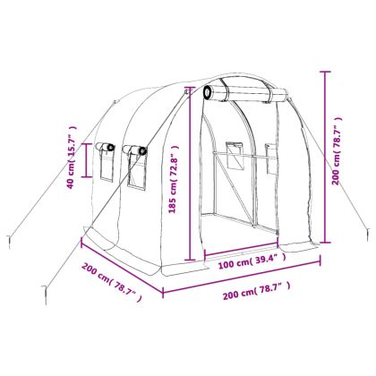 Оранжерия със стоманена рамка зелена 4 м² 2x2x2 м