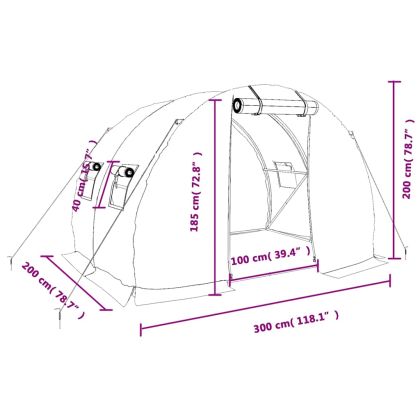 Оранжерия със стоманена рамка бяла 6 м² 3x2x2 м