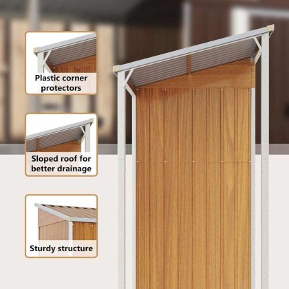 Градински навес с удължение светлокафяв 277x107x181см стомана