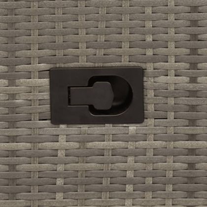 Накланящ се градински диван, 2-местен, с маса, сив, полиратан