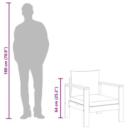 Градински стол с възглавници, акациево дърво масив