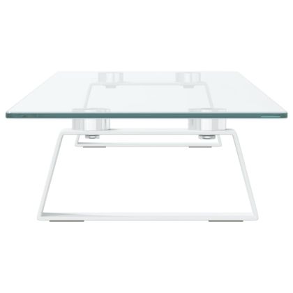 Стойка за монитор, бяла, 80x20x8 см, закалено стъкло и метал