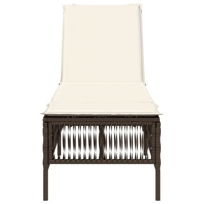 Шезлонг с шалте, кафяв, полиратан