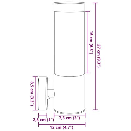 Външна стенна лампа 2 pcs Сребрист 12 x 8,5 x 27 см