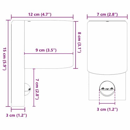 Външна стенна лампа 2 pcs Черно 12 x 7 x 15 см