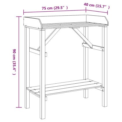 Маса за засаждане Естествен 75 x 40 x 90 см