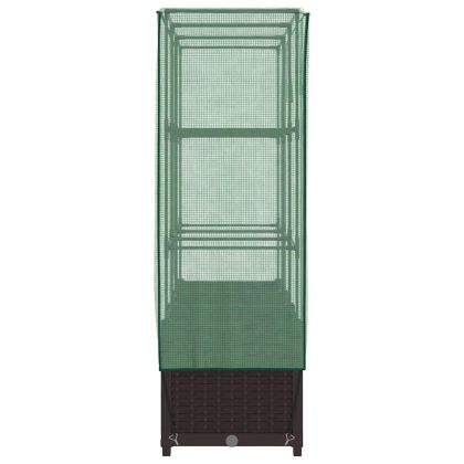 Повдигнато легло с оранжерия калъф, ратанов вид, 120x40x138 см