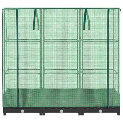Повдигнато легло с покривало за оранжерия, ратанова имитация, 120x40x123 см