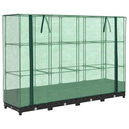 Повдигнато легло с покривало за оранжерия, ратанова имитация, 160x40x123 см
