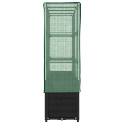 Повдигнато легло с покривало за оранжерия, ратанова имитация, 160x40x153 см