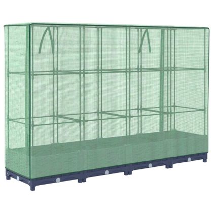 Повдигнато легло с покривало за оранжерия, ратанова имитация, 160x40x123 см