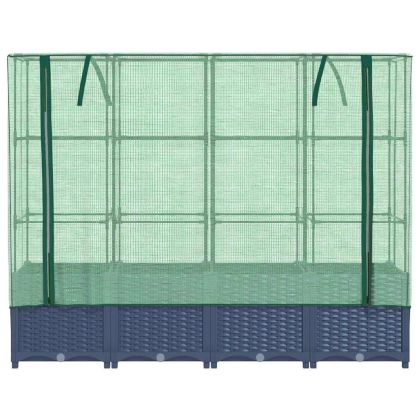 Повдигнато легло с покривало за оранжерия, ратанова имитация, 160x40x138 см