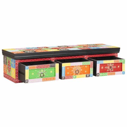 ТВ шкаф Многоцветен 100 x 30 x 24 см Масивна дървесина от манго