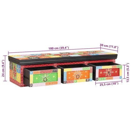 ТВ шкаф Многоцветен 100 x 30 x 24 см Масивна дървесина от манго