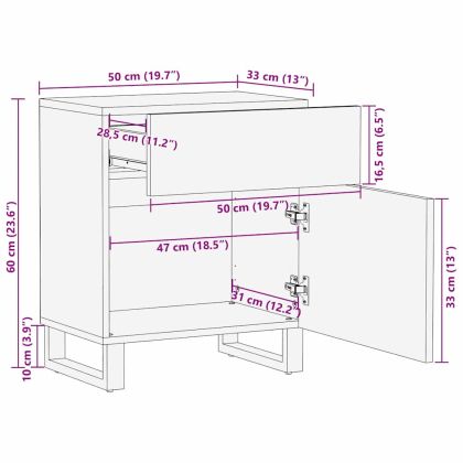 Нощен шкаф Кафяво 50 x 33 x 60 см Масивна акациева дървесина