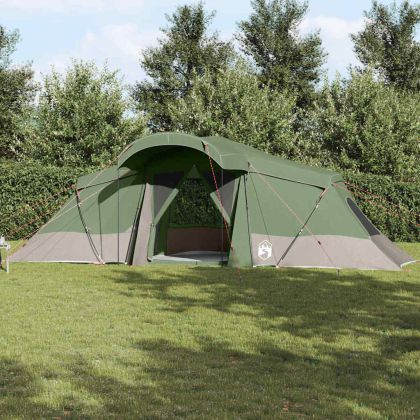 Семейна палатка с покрив Зелен и сив 721 x 335 x 212 см