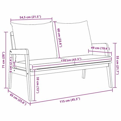 Градинска пейка Натурален маслен Солидно акациево дърво