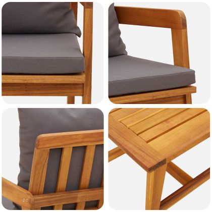 Бистро комплект 3 pcs Кафяво Солидно акациево дърво