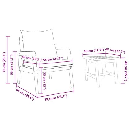 Бистро комплект 3 pcs Кафяво Солидно акациево дърво