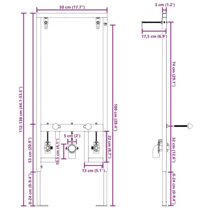 Стенна опора за баня Синьо 50 x 3 x 112 см