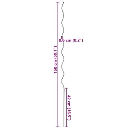 Подкрепа за растение 5 pcs Сребрист 150 x 0,6 x 0,6 см Стомана