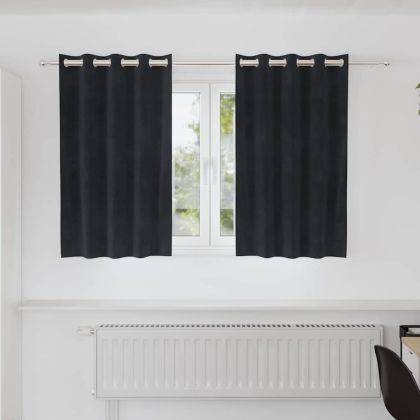 Затъмняващи завеси 2 pcs Черно 140 x 140 cm Кадифе