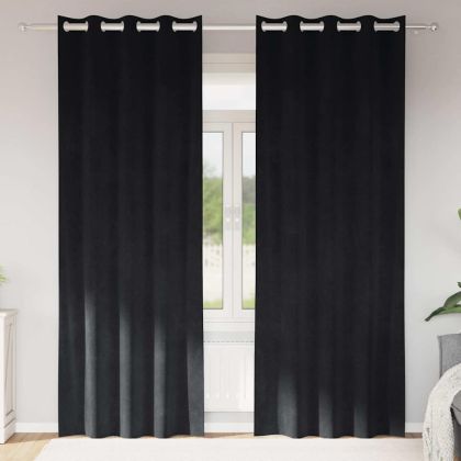 Затъмняващи завеси 2 pcs Черно 140 x 225 cm Кадифе