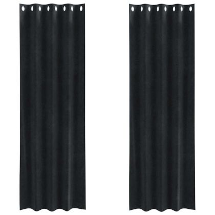 Затъмняващи завеси 2 pcs Черно 140 x 225 cm Кадифе