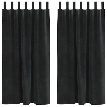 Затъмняващи завеси 2 pcs Черно 140 x 175 cm Кадифе