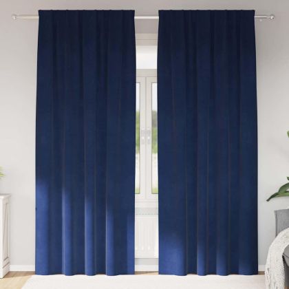 Затъмняващи завеси 2 pcs Тъмен син 140 x 245 cm Кадифе