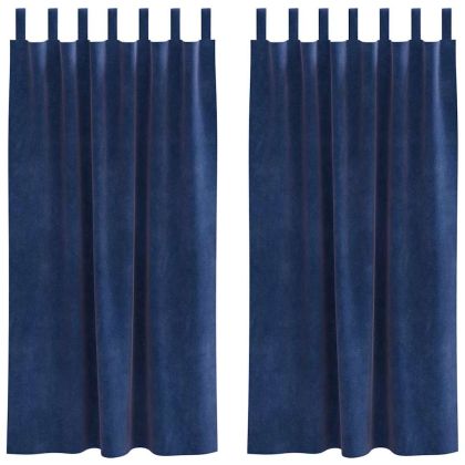 Затъмняващи завеси 2 pcs Тъмен син 140 x 175 cm Кадифе