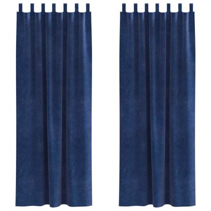 Затъмняващи завеси 2 pcs Тъмен син 140 x 260 cm Кадифе