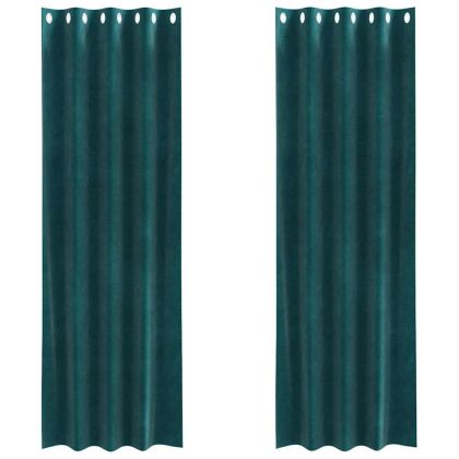 Затъмняващи завеси 2 pcs Тъмен зелен 140 x 225 cm Кадифе
