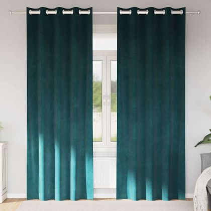 Затъмняващи завеси 2 pcs Тъмен зелен 140 x 260 cm Кадифе