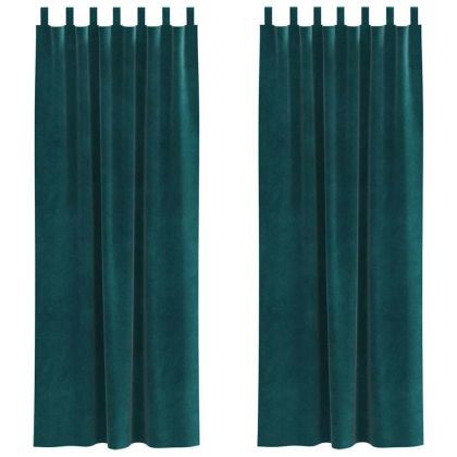 Затъмняващи завеси 2 pcs Тъмен зелен 140 x 260 cm Кадифе