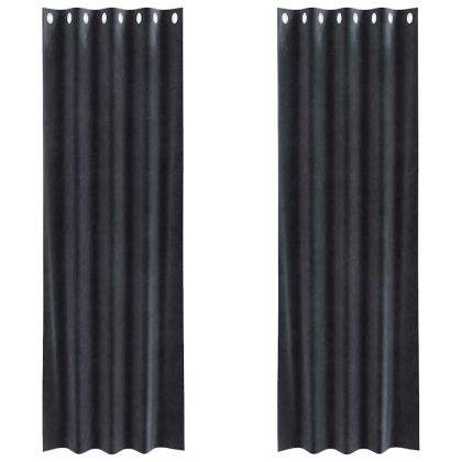 Затъмняващи завеси 2 pcs Тъмен сив 140 x 225 cm Кадифе