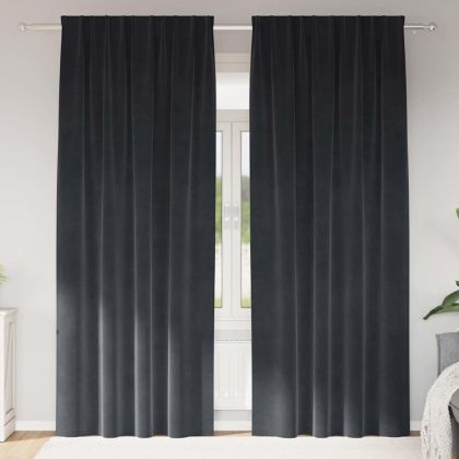 Затъмняващи завеси 2 pcs Тъмен сив 140 x 245 cm Кадифе