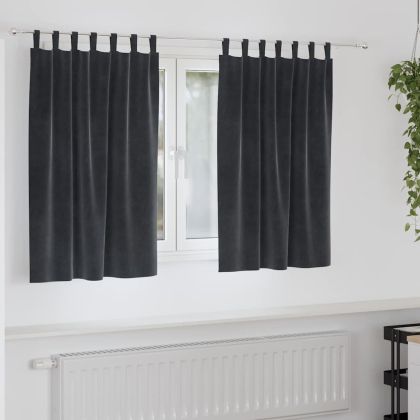 Затъмняващи завеси 2 pcs Тъмен сив 140 x 140 cm Кадифе