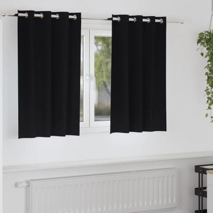 Завеси за затъмняване с пръстени 2 pcs Черно 140 x 140 cm