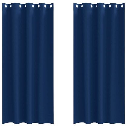 Завеси за затъмняване с пръстени 2 pcs Тъмен син 245 x 140 см