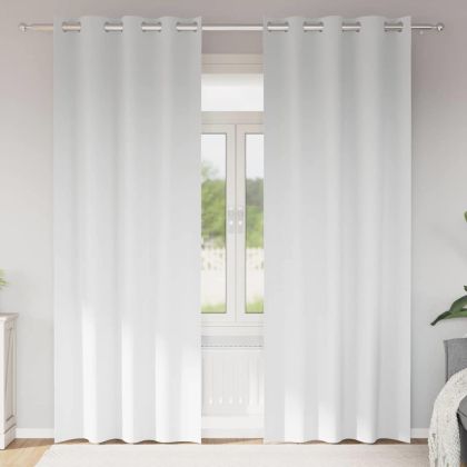 Завеси за затъмняване с пръстени 2 pcs Чисто бяло 260 x 140 см