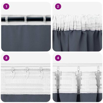 Завеси за затъмняване с пръстени 2 pcs Антрацит 260 x 140 см