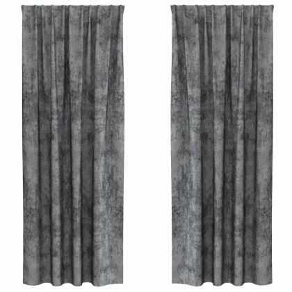 Кадифени завеси С завеси 2 pcs Сив 260 x 140 см Кадифе