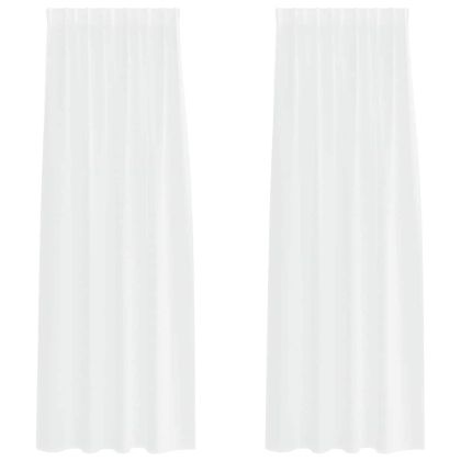 Перде от воал С завеси 2 pcs Бяло 225 x 140 см Полиестер