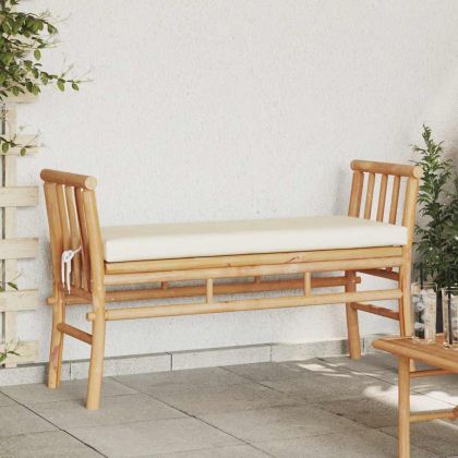 Градинска пейка 2 -Seater 110 x 38 x 65 см бамбук Кафяво