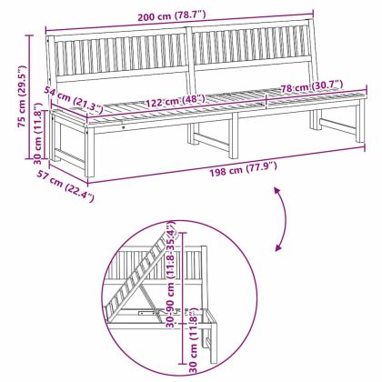 Шезлонг Натурален маслен 200 x 57 x 75 см